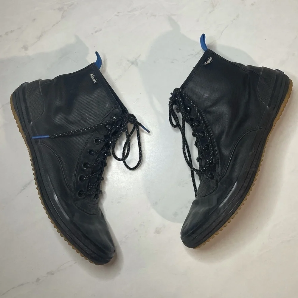 Keds Women’s Scout Splash‎ Black Blue Rain Boots Size 6